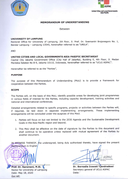 Agreement Unila UCLG ASPAC